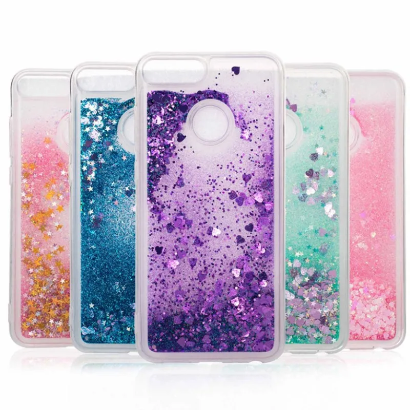 

For Huawei Honor 8 9 10 Lite Dynamic Liquid Glitter Quicksand Soft TPU Back Cover For Honor 6A 7X Silicone Case V9 Play / 6C Pro
