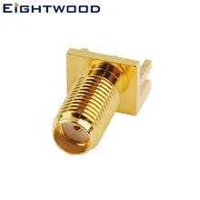 Eightwood SMA Plug Female RF Coaxial Connector Adapter PCB End Launch Mount Wide Flange .062'' Long Version for