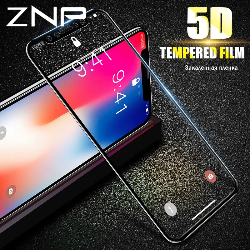 ZNP 5D Volle Gebogenen Rand Display-schutz Für iPhone X 10 Volle Abdeckung Gehärtetem Glas Auf Die