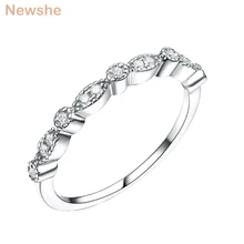 Newshe Настоящее серебро 925 пробы арт-деко обручальное кольцо для женщин AAA кубический цирконий