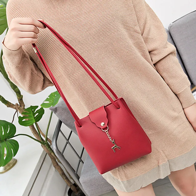 Buy Fashion women messenger bags cross body red PU leather handbag woman