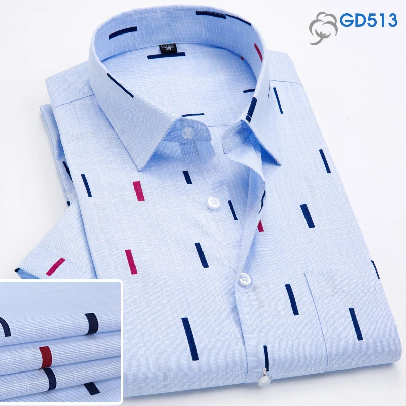 Fashion Summer business men casual shirts high quality checked male plaid short sleeve shirt cotton Chemise Homme - Цвет: GD513