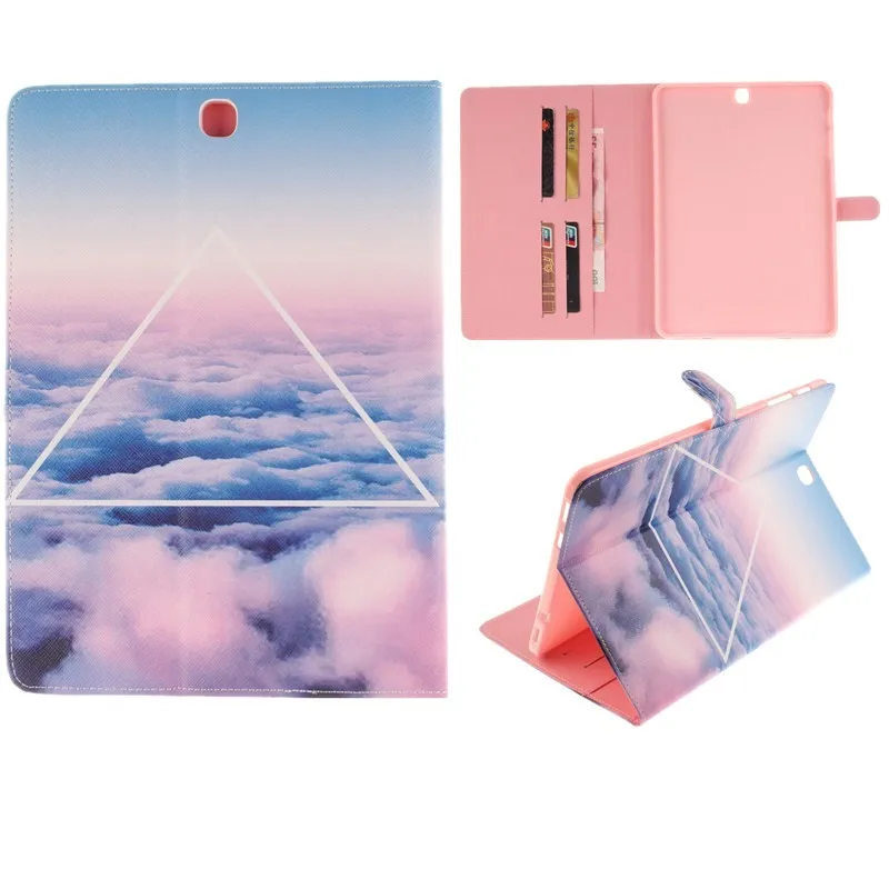 Luxury 2 Leavies PU Leather Stand Flip Case for Samsung Galaxy Tab S2 9.7 Case T810 T815 Wallet  Case Tablet Cover Back Silicon (51)