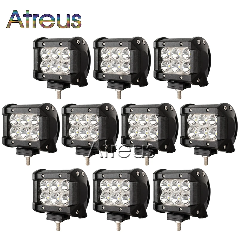 10X 4 дюйма 18 Вт Автомобильный светодиодный рабочий светильник бар 12V LED пятно света