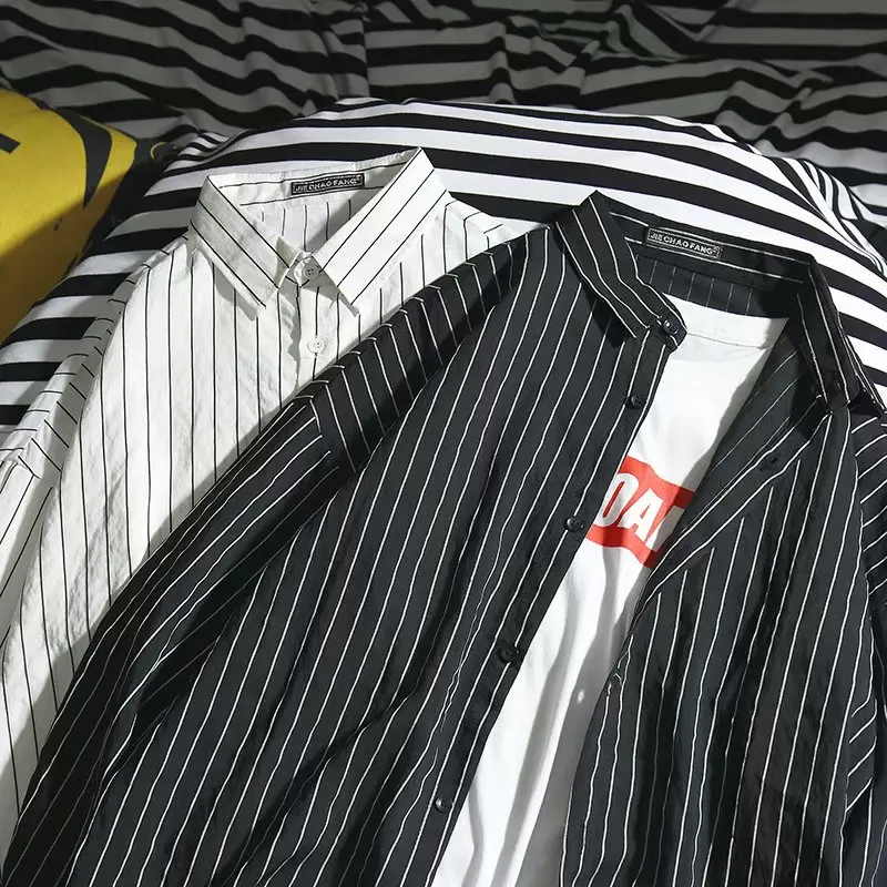 Повседневная рубашка для мужчин Camicia полосатая одежда с длинным рукавом клетчатая рубашка мужская рубашка Топ