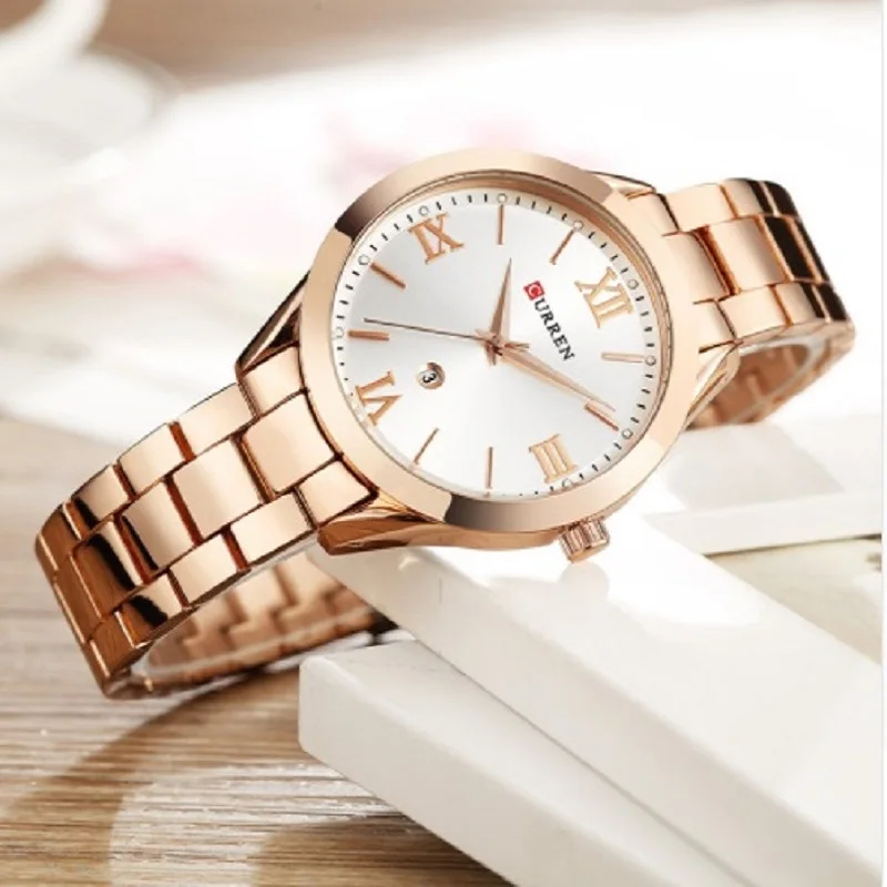CURREN Золотые женские часы 9007 сталь браслет подарки Relogio Feminino Montre Femme # a | Наручные