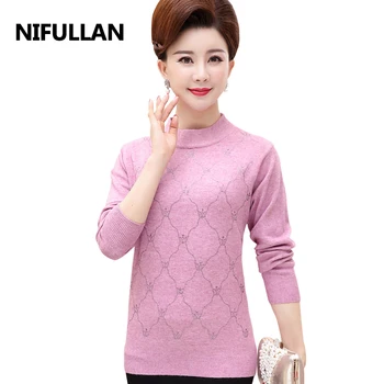 

NIFULLAN Women Winter Bottoming Sweater Pullover Soft And Comfortable Jumper Mother High Quality Half Turtleneck Warm Jumper Top