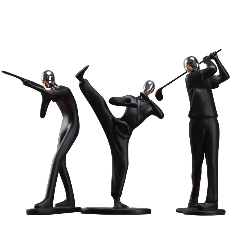 Современная Абстрактная черная статуя человека, статуя из смолы, украшения для дома, аксессуары, подарок, Геометрическая Смола для пары, скульптура