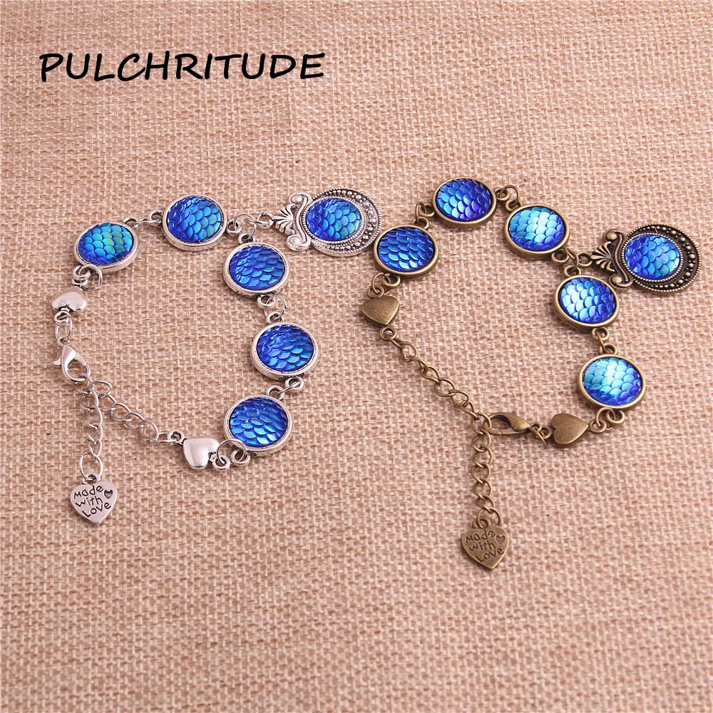 PULCHRITUDE 2 шт./лот античные бронзовые браслеты с цепочкой из металлического сплава