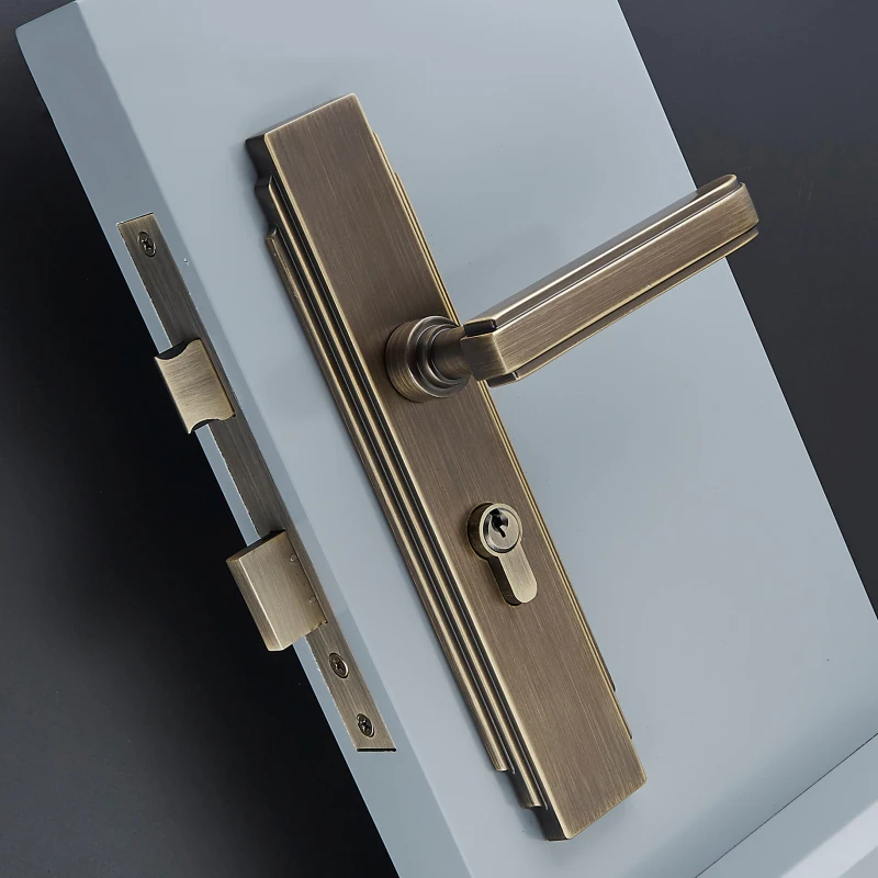  1Set American Style Brass Door Lock for Interior Doors Square Door Handle Anti-theft Room Safety Un - 33040808651