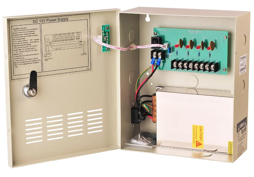 CCTV Питание DC 12 В 5A 4 канала 60 Вт предусмотрена распределения ac90v-264v Вход