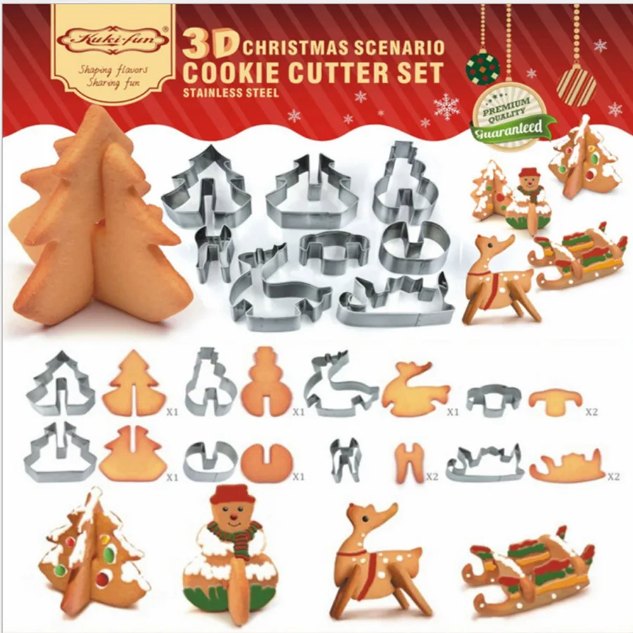 

8 Pcs Cookie Cutter 3D Christmas Cookie Cutter Set Dropshipping Cake Biscuit Tools
