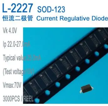 

Free shipping 50pcs/lot Constant Current Diode 25mA CRD L-2227 SOD-123 ip 22-27MA
