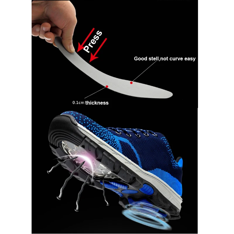 Men's Breathable Steel Toe Cap Work Safety Shoes Men Outdoor Anti-slip Steel Puncture Proof Construction Safety Boots Shoes