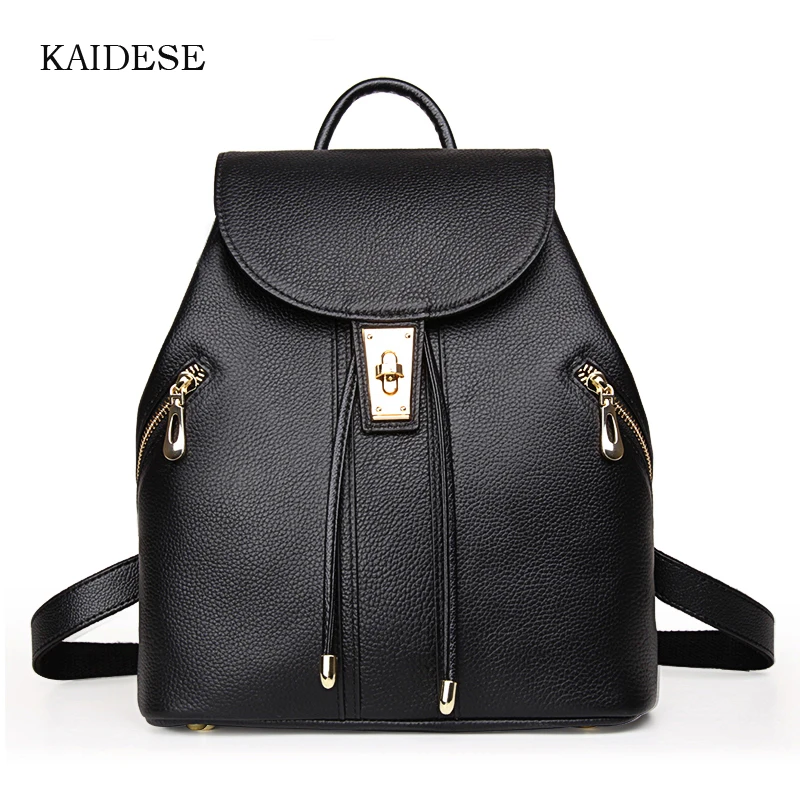 

KAIDESE simple fashion south Korean women's double shoulder baotou layer of cow leather leisure travel backpacking school feng b