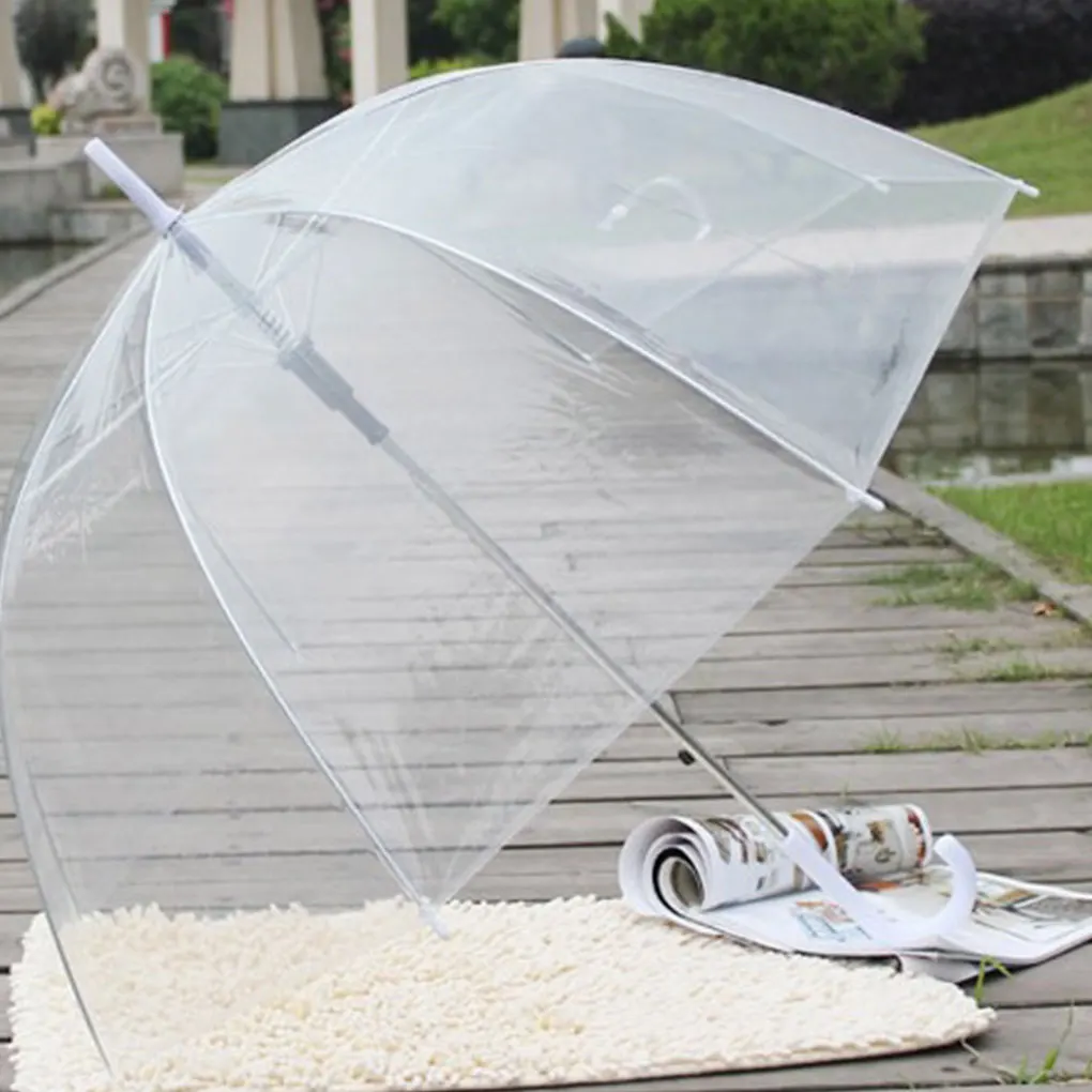 

Large Clear Dome See Through Umbrella Handle Transparent Walking Lady Windproof Rain Protecting Umbrella