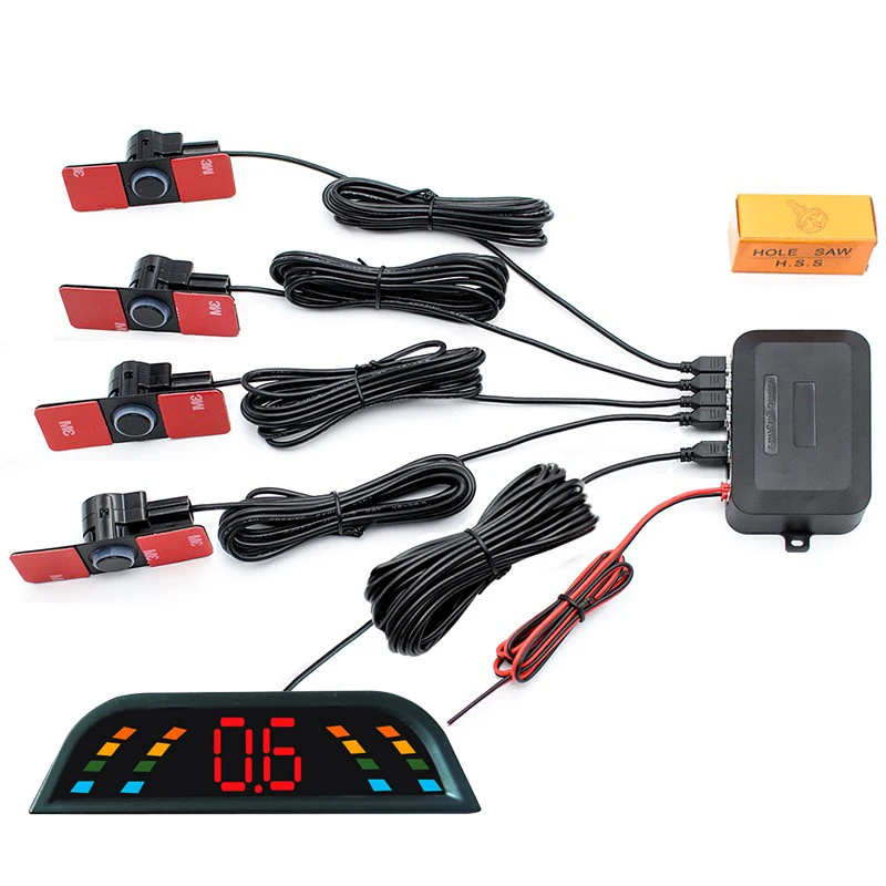 

LCD Display 4 Sensors Buzzer 16.5mm Car Parking Sensor Kit Reverse Backup Radar Sound Alert Indicator Probe System
