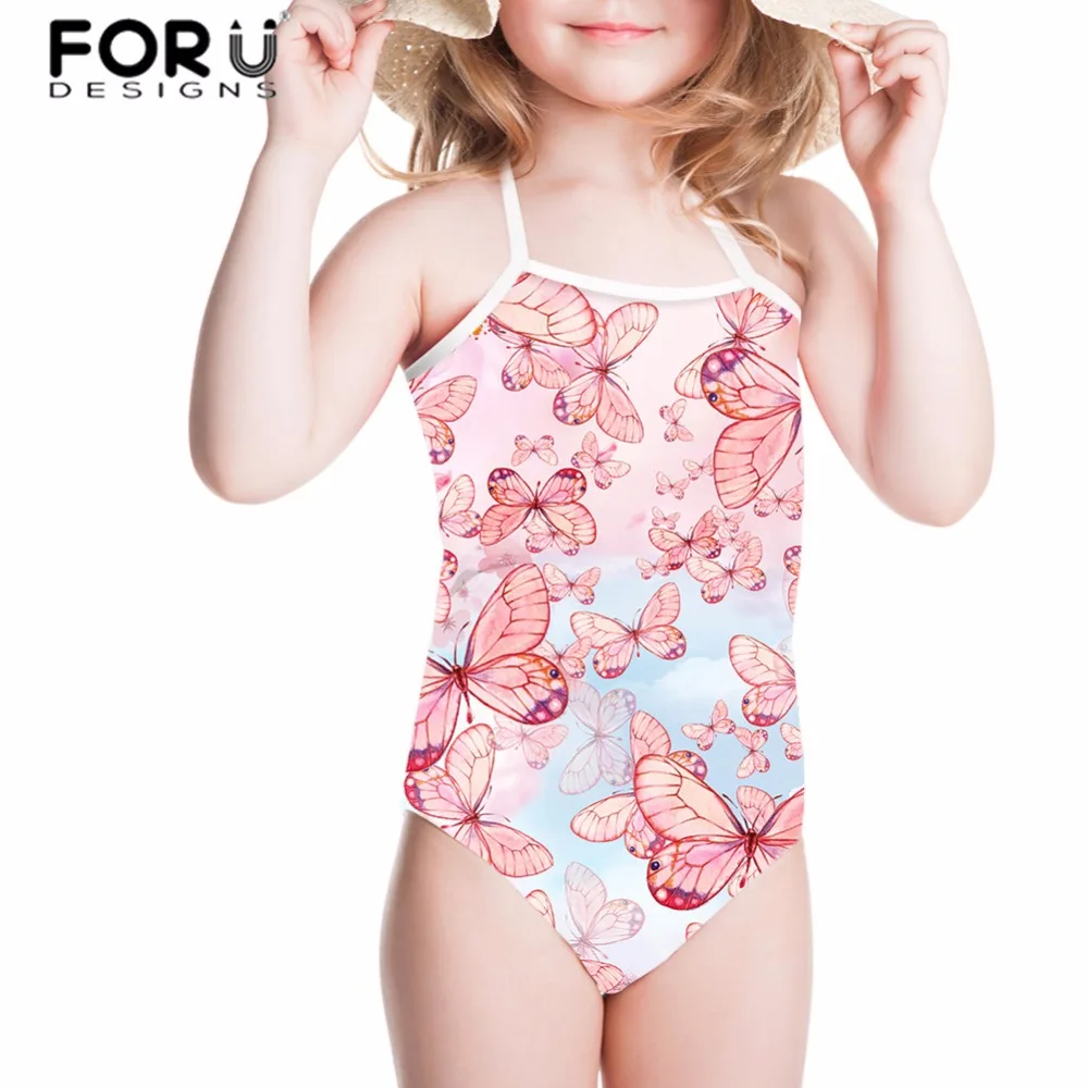 

FORUDESIGNS Children Swimwear One-piece Suits Cute Butterfly Printed Swimsuit for Girls Swimming Suit for Kids Baby Beachwear