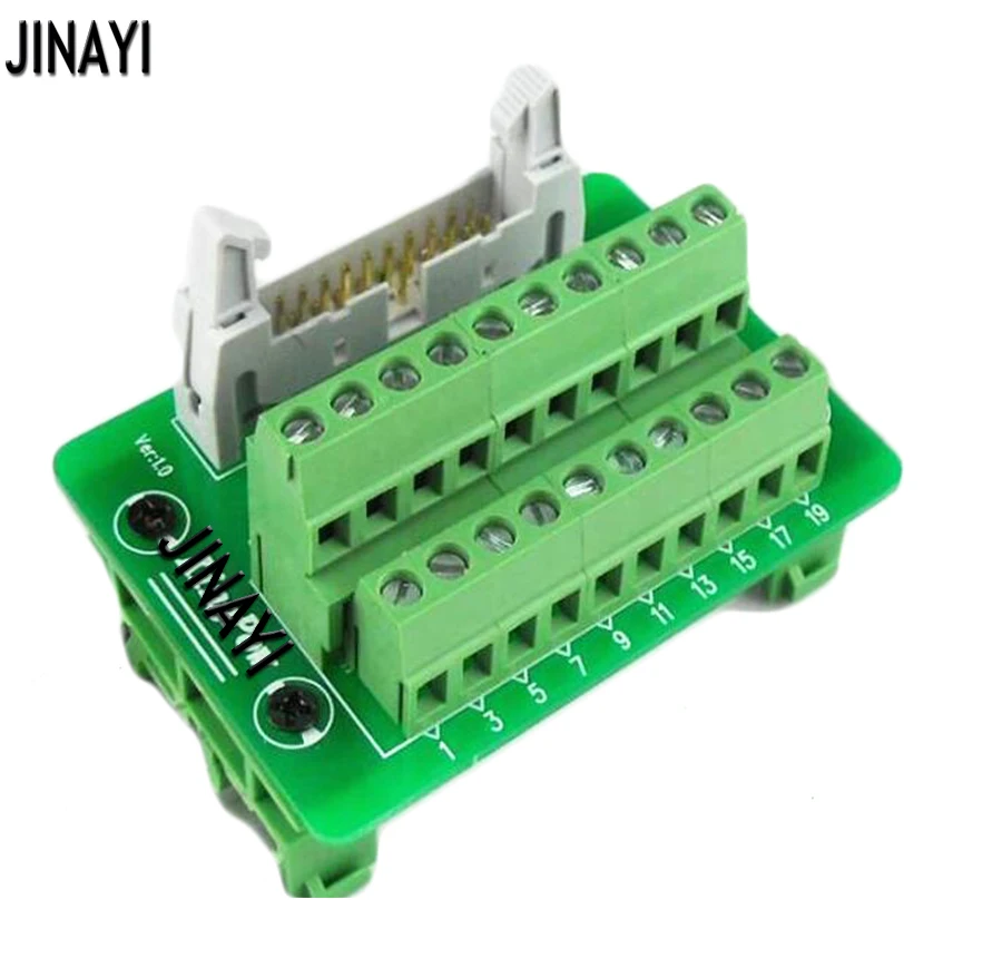 IDC20 20-Pin Connector Signals Breakout Board Screw terminals DIN Rail 
