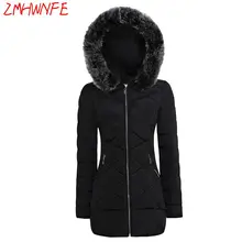 2017 Time-limited Full Zipper Broadcloth Solid Slim Pockets Ukraine Winter New Women ‘s Cotton Long Trousers Jacket Hooded