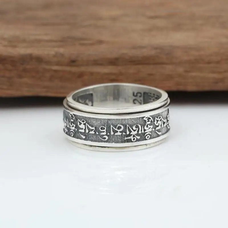 Online Anillos de mantras Om Mani Padme Hum Plata de Ley 925 auténtica para hombre