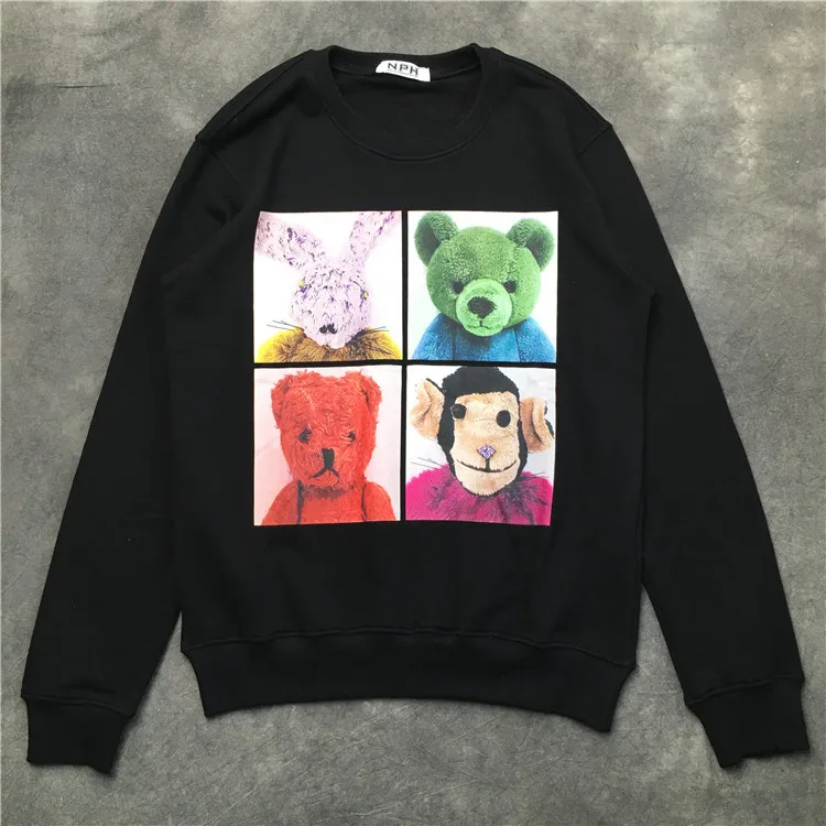2 Новинка 19ss для мужчин Медведь обезьяна костюм кролика толстовка с капюшоном Кофты бархат хлопок Drake толстый флис улица хип хоп# H59 - Цвет: 2