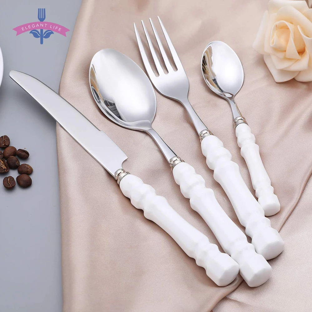

Cutlery Set Stainless Steel Black Gold Silver Rainbow Frost Roman Column Style Tableware Dinnerware Flatware Fork Knife Spoon