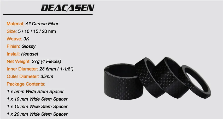 

3K Carbon Spacer Suitable for road Bicycle and mtb Bicycle All Carbon Fiber Washer Headset Stem Spacers Kit For Bike Fix Refit
