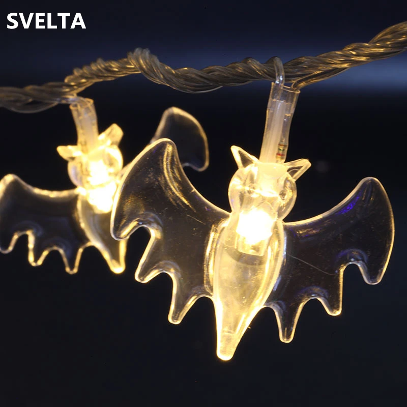 

SVELTA 5CM 10/20Bulbs Bat LED String Lights Garland Battery Powered Christmas Halloween Holiday Party Decoration Xmas Lights