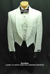 Индивидуальный заказ для измерения Iovry вечерние фраки лацканами наклонной формы, заказ off-белый свадебный Фрак костюм, классические брюки