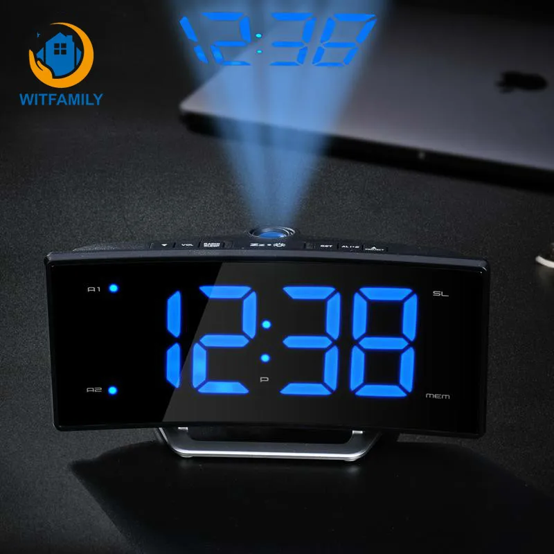 Led Electronic Projection Alarm Clock Fm Radio Clock Snooze