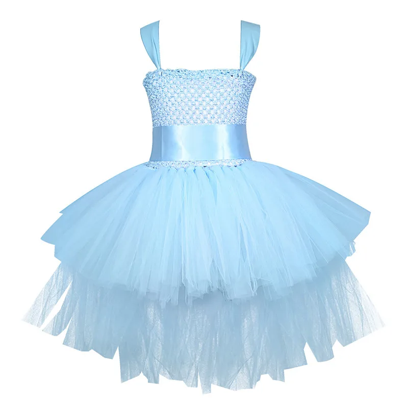 Children's Princess Dovetail Dress Solid Color Gauze Shag Sling Dresses For Girls Halloween Christmas Ball Gown Clothings 2-9Y Children's Princess Dovetail Dress Solid Color Gauze Shag Sling Dresses For Girls Halloween Christmas Ball Gown Clothings 2-9Y