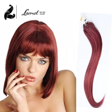 100% Virgin Human Hair Micro Loop Ring Virgin Straight Human Hair Extensions 100Strands 16 To 24Inch Color Red Loop Micro Ring