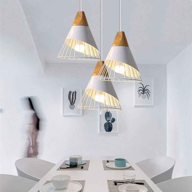 

White Pendant Light Fixtures Bar Modern Pendant Ceiling Lamp Vintage Industrial Pendant Lights Kitchen Living Room Wood Lighting