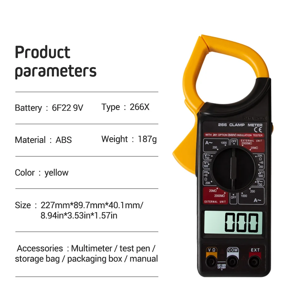 

Digital Current Clamp Meter Buzzer Data Hold Non-contact Multimeter Voltmeter Ohmmeter Ammeter Ohmmeter Volt AC DC