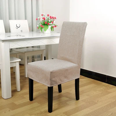 Настроить простой современный крышка стула отеля Офис Ресторан обеденный стул cover утолщение имитация льна, льняная ткань - Цвет: beigelook