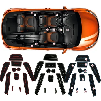 

10pcs/set Garnish For Renault captur 2014 2015 2016 car styling Cup mat door anti-slip mat Interior modification Car Accessories