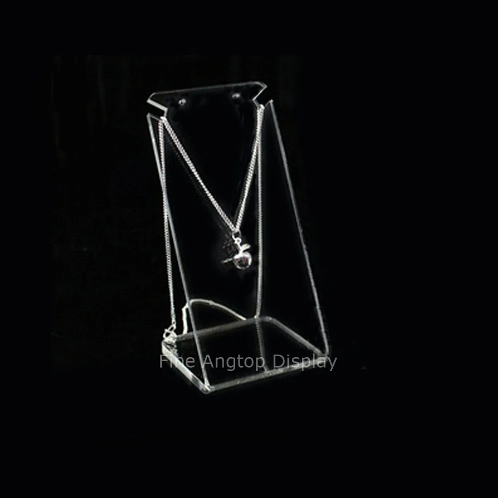 Clear Slant Back Acrylic Earring And Necklace Holder Stand Jewelry Display