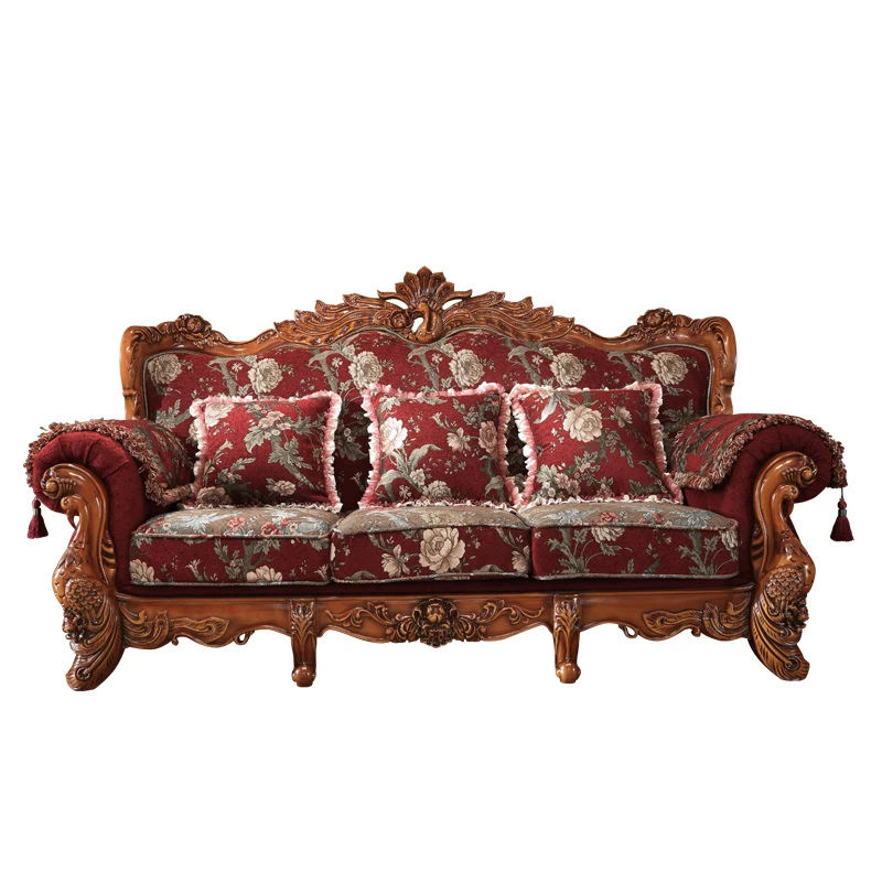 European Style Sofa, Villa, Living Room, Big Family, Solid Wood Fabric, Sofa Combination, 123 American Style furniture