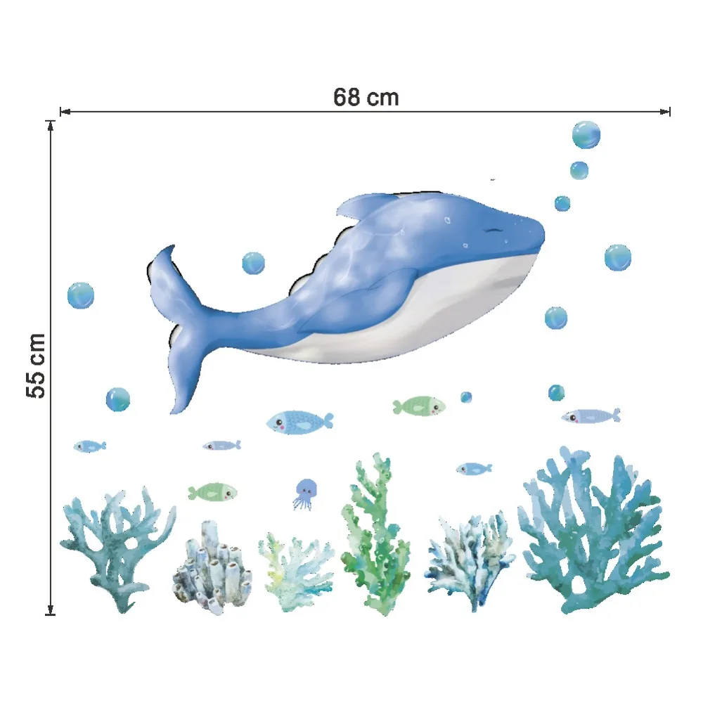 Настенный "Подводный мир" наклейки Рыба Акула Дельфин морские настенные художественные наклейки детский сад детская кухня ванная