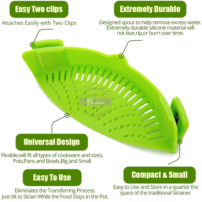 Силиконовый зажим для кастрюли, чаши, Fnnel, масляный фильтр, креативный дуршлаг для мытья риса, для слива жидкости, подходит для всех размеров кастрюль