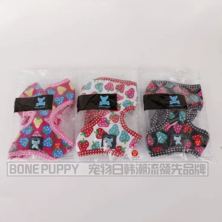 BONEPUPPY мягкий хлопок Клубника Дизайн Pet Поводок для прогулок жгут щенка шлейка для кошек набор