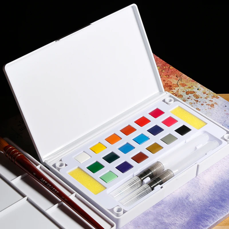 18/24/36 Colors Pigment Solid Watercolor Paints Set Professional Box With Paint Brush Watercolor Pigment Set Art Supplies