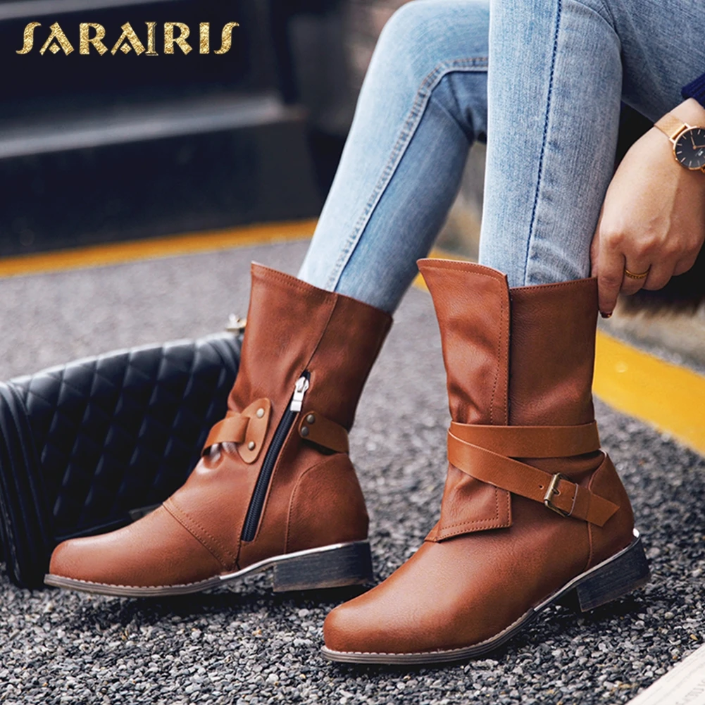 

SARAIRIS NEW Dropship Plus Size 34-48 Customize Cowboy Boots Fashion Shoes Woman Boots Women Gary Brown Mid-Calf Boots