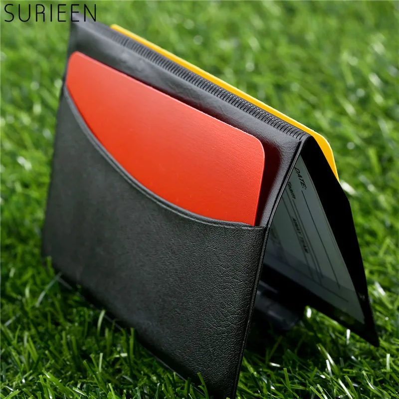 

1PC Soccer Match Referee Supplies Red Card/Yellow Card Referee Game Appliances With Holster+Pen Football Equipment Pencil Wallet