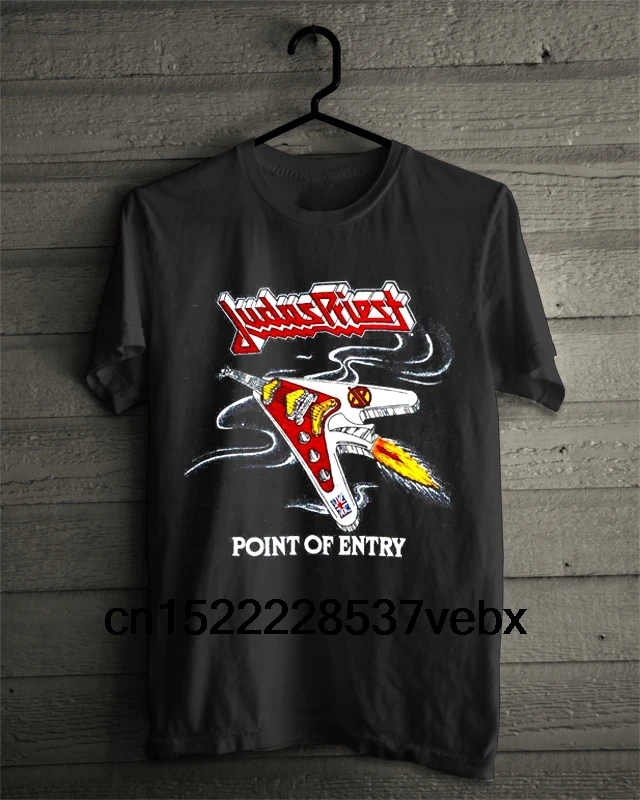 

New VTG Rare 1981 Judas Priest Point of Entry World Wide Blitz Tour Men's T-shirt Casual Trendy Cozy Short Sleeve O Neck Tee