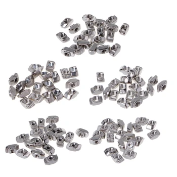 

20Pcs T Type Nuts Fastener Aluminum Connector M3 M4 M5 2020 3030 T Nut Hammer 3D Printer Accessories