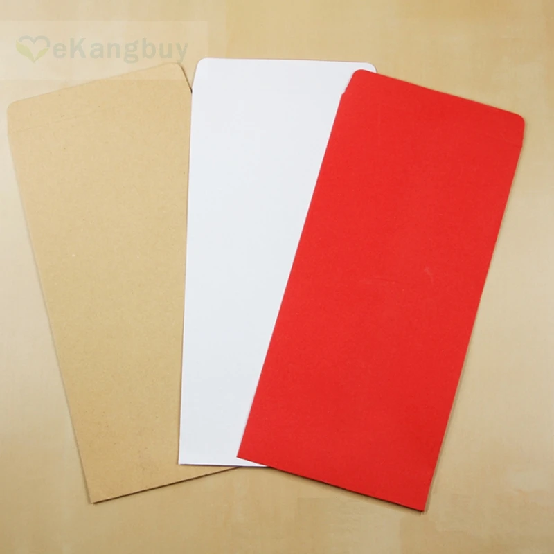 

50pcs 22x11cm White Red Kraft Envelopes Cash Cards Storage Envelopes