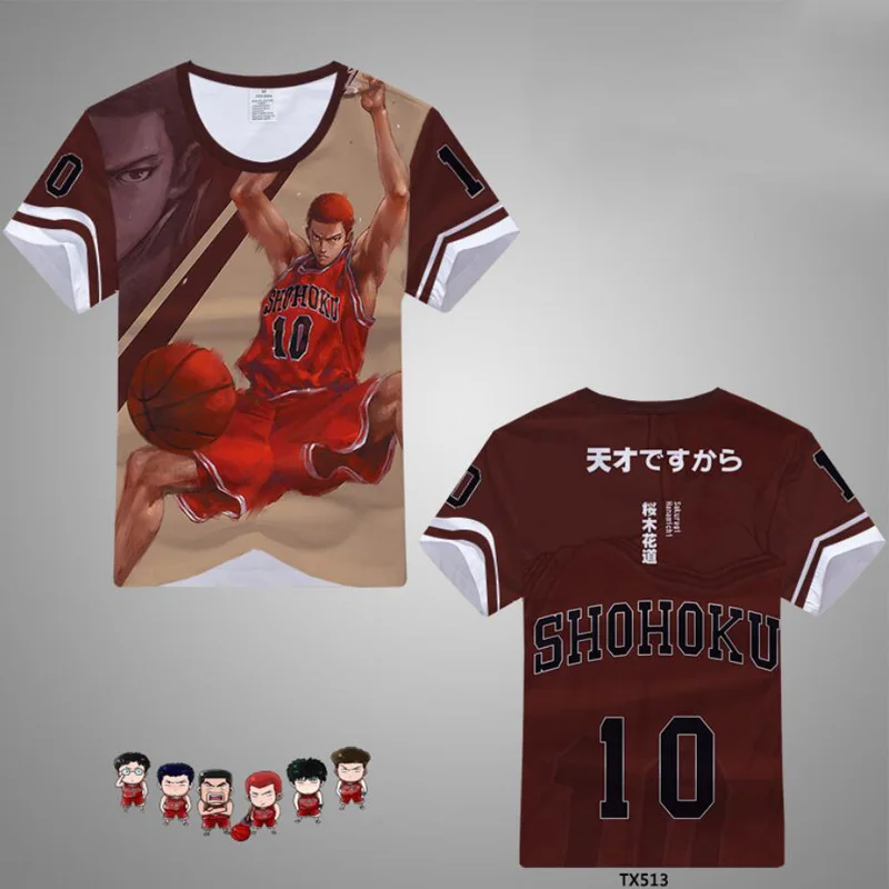 

SLAM DUNK Shohoku Hanamichi Sakuragi Rukawa Kaede Mitsui Hisashi T-shirt Cosplay Costume Men Women Casual Tees T Shirt