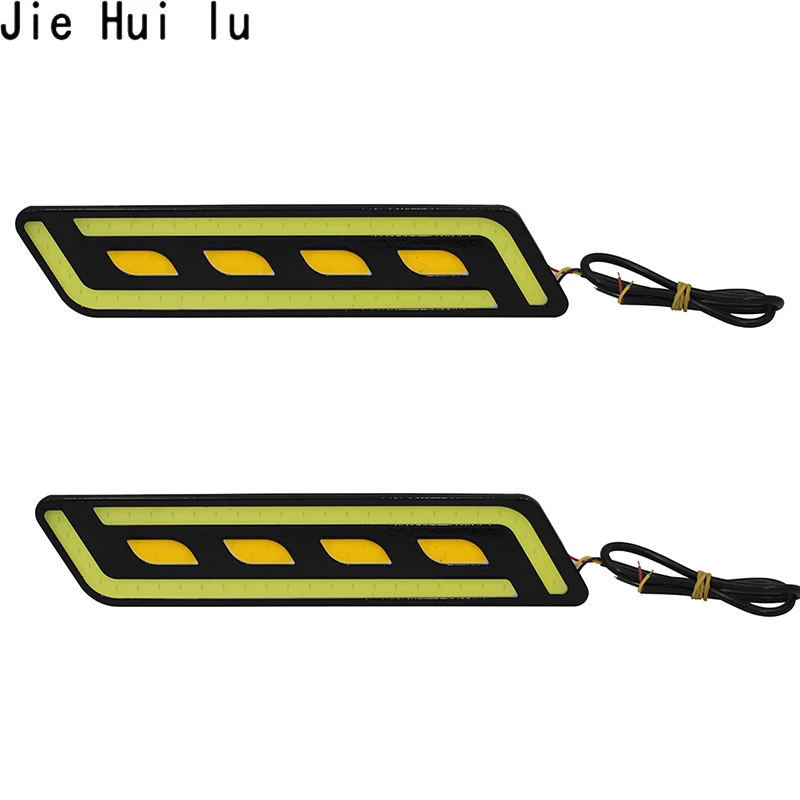 

2Pcs Car Led Fog Light COB Daytime Running Lights White/Yellow Dual Color Auto DRL Turn Signal Light Bulbs Waterproof